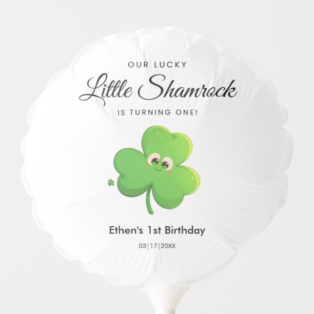Lucky Little Shamrock Clover 1st Birthday  Balloon (Front)