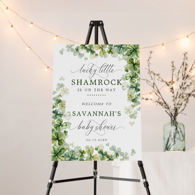Lucky Little Shamrock Clover Baby Shower Welcome Foam Board (In Situ (Stand))
