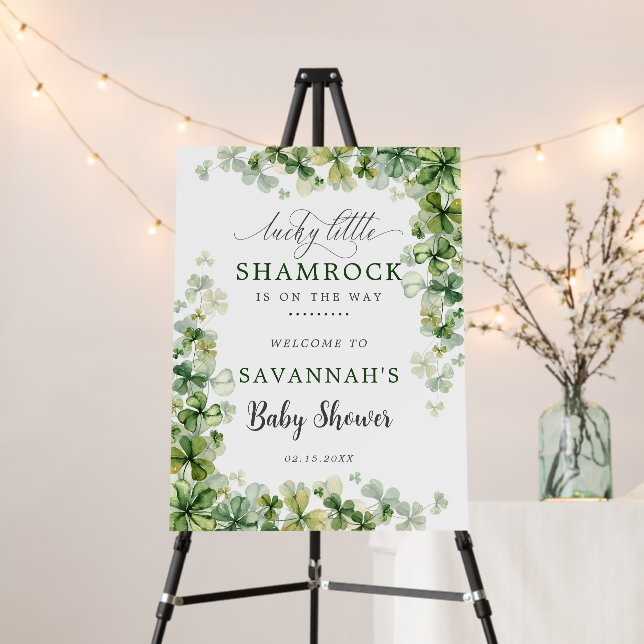 Lucky Little Shamrock Spring Baby Shower Welcome Foam Board (In Situ (Stand))