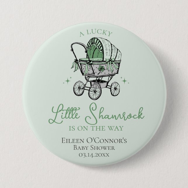 Lucky Little Shamrock St Patricks Baby Shower Button (Front)