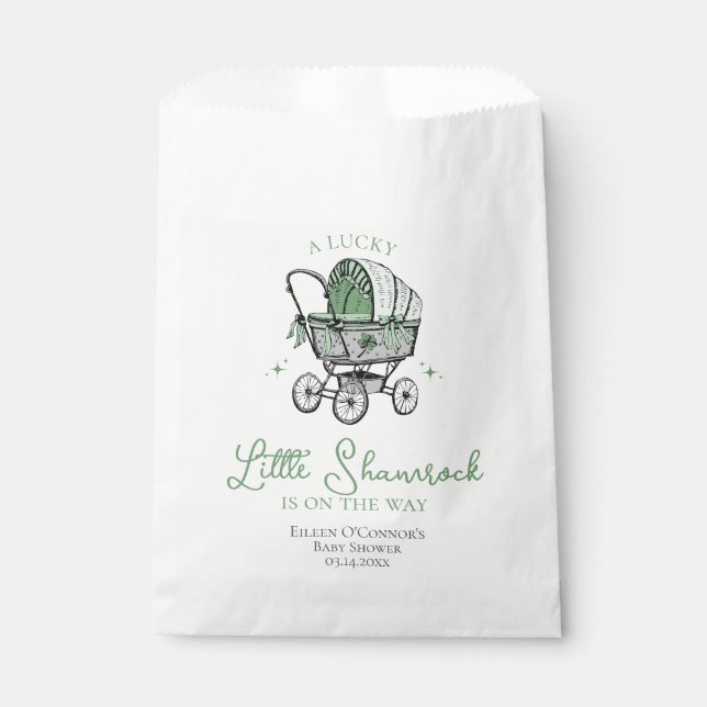 Lucky Little Shamrock St Patricks Baby Shower Favor Bag (Front)