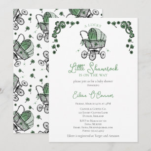 Lucky Little Shamrock St Patricks Baby Shower Invitation