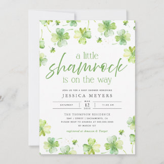 Lucky Little Shamrock St. Patrick's Baby Shower Invitation
