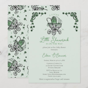 Lucky Little Shamrock St Patricks Baby Shower Invitation