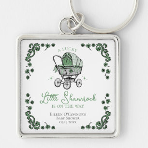Lucky Little Shamrock St Patricks Day Baby Shower Keychain