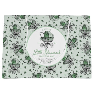 Lucky Little Shamrock St Patrick's Day Baby Shower Large Gift Bag