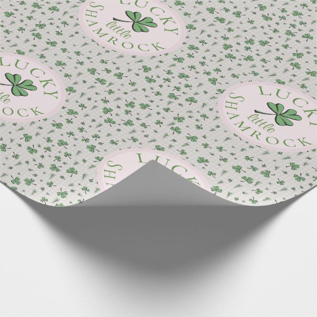 Lucky Little Shamrock St Patricks Day Wrapping Paper (Corner)