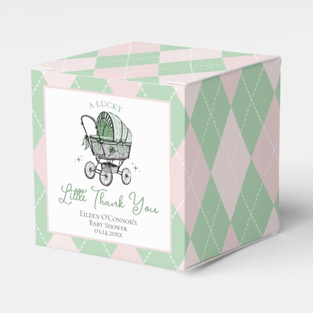 Lucky Little Thank You St Patricks Baby Shower Favor Boxes (Front Side)