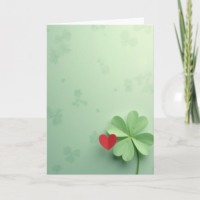 Lucky Love Clover Heart Card (Front)
