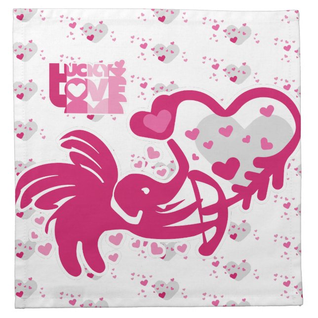 LUCKY LOVE ELEPHANT CUPID ELEPHANT BY MASANSER CLOTH NAPKIN (Front)