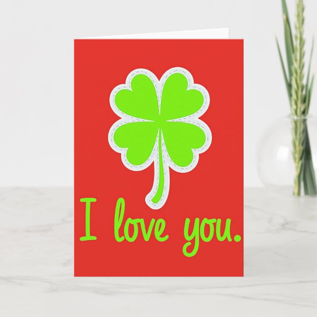 Lucky Love Four Leaf Clover Card (Front)
