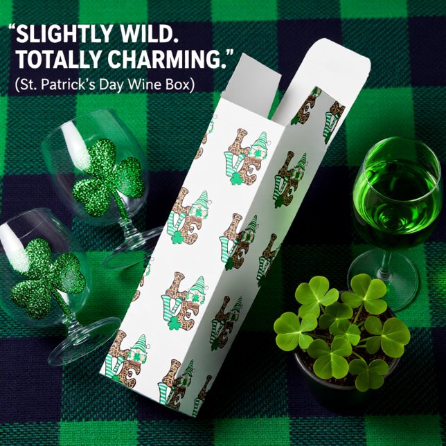 Lucky Love Gnome St. Patrick’s Day Irish Green Wine Box (Lucky Love Gnome St. Patrick’s Day Irish Green Wine Box)