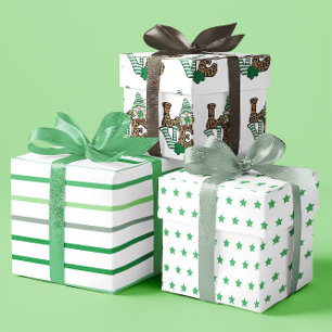 Lucky Love Gnome St. Patrick's Day set of 3 Wrapping Paper Sheets