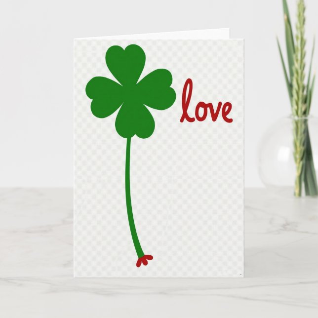 Lucky Love Green Clover Card (Front)