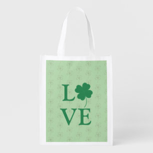 Lucky Love Reusable Grocery Bag - Clover & Heart