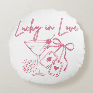 Lucky Love Vegas Casino Bachelorette Bridal Party Round Pillow