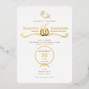 Lucky Love Western Rustic Barn Horseshoes Wedding Foil Invitation