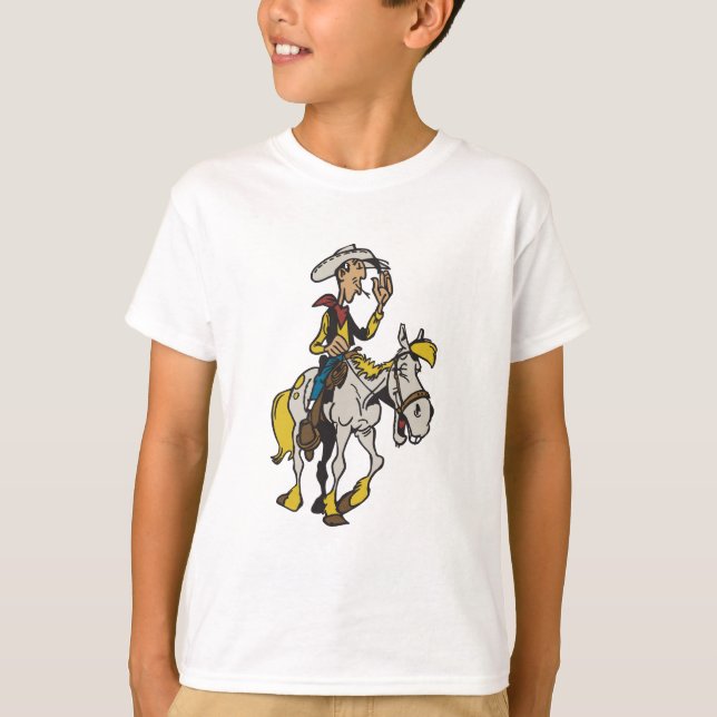Lucky Luke and Jolly Jumper cartoon cowboy & horse T-Shirt (Front)