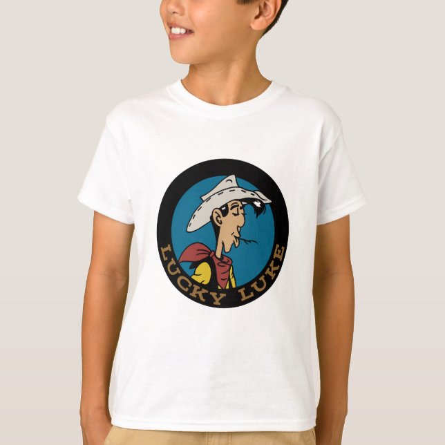 Lucky Luke cartoon cowboy in circle design T-Shirt (Front)