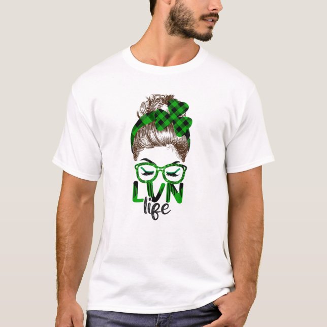 Lucky Lvn St Patricks Day Irish Shamrock Nurse T-Shirt (Front)