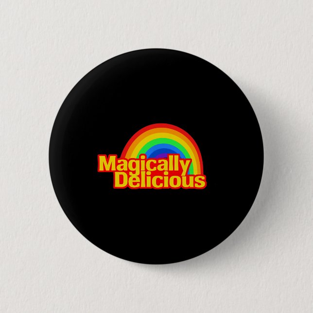 Lucky Magically Delicious St. Patricks Day Rainbow Button (Front)