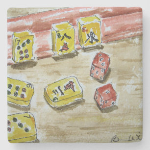 Lucky Mah Jongg Limestone Coaster
