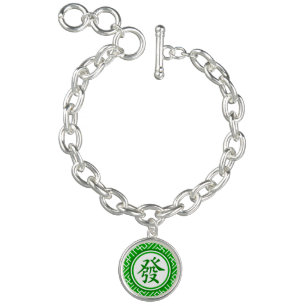 Lucky Mahjong Symbol • Dark Green Charm Bracelet