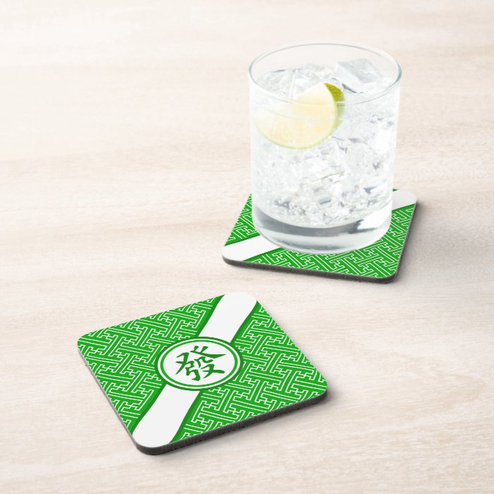 Lucky Mahjong Symbol • Dark Green Coasters