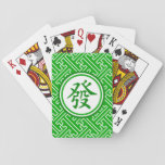 Lucky Mahjong Symbol - Dark Green Playing Cards at Zazzle