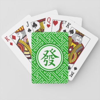 Lucky Mahjong Symbol - Dark Green Playing Cards by teakbird at Zazzle