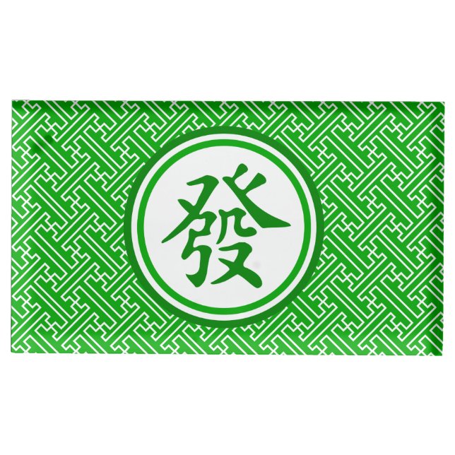 Lucky Mahjong Symbol - Dark Green Table Number Holder (Front)