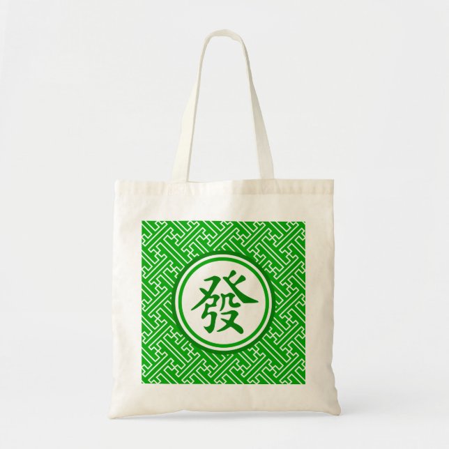 Lucky Mahjong Symbol - Dark Green Tote Bag (Front)