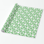 Lucky Mahjong Symbol - Green And White Wrapping Paper at Zazzle