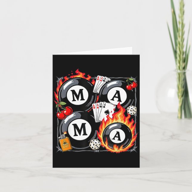 Lucky Mama Billiard 8 Cherry Mother's Day Mom Life Card (Front)