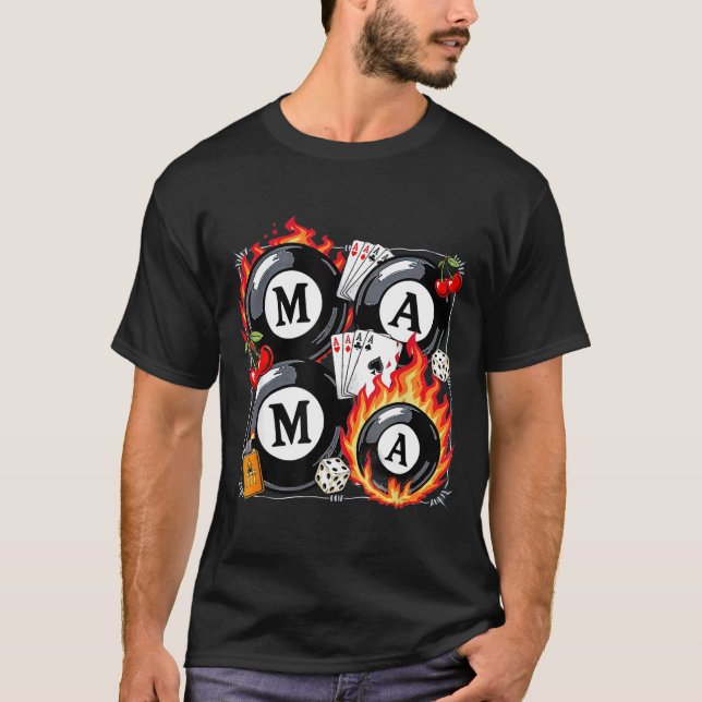 Lucky Mama Billiard 8 Cherry Mother's Day Mom Life T-Shirt (Front)
