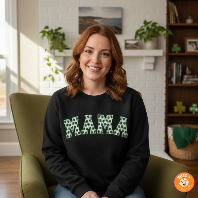 Lucky Mama Clover St. Patrick's Day Mama Shamrock Sweatshirt (Creator Uploaded)