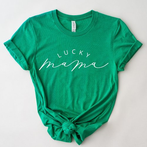 Lucky Mama Cute Script St Patricks Day Shirt