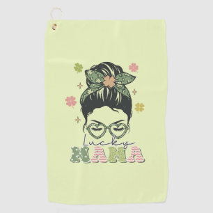 Lucky Mama - Messy Bun - Clover St. Patrick’s Golf Towel