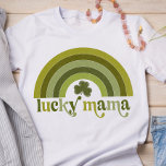 Lucky Mama Retro St Patrick's Day Word Art Rainbow T-Shirt<br><div class="desc">This stylish,  trendy Irish St Patrick's Day T-shirt features a fun retro vibes Rainbow Lucky Mama design. Fun Word Art to send to your loved ones on this St Patrick's Day. Order yours today!</div>