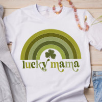 Lucky Mama Retro St Patrick's Day Word Art Rainbow