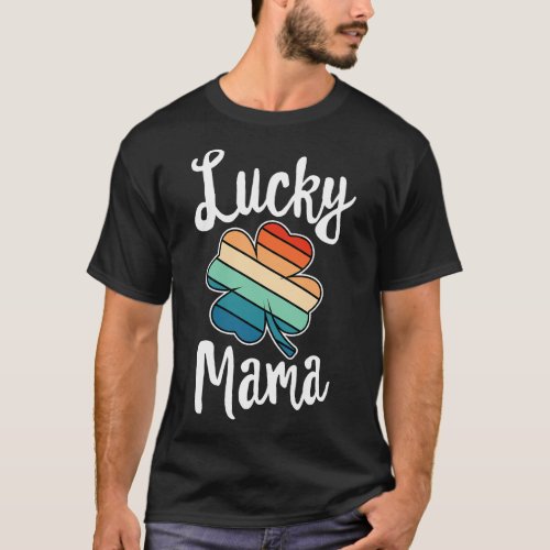 Lucky Mama St Patricks Day Retro Shamrock Mom Moth T_Shirt