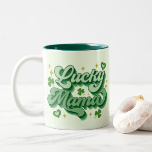 Lucky Mama St Patrick's Day Two-Tone Coffee Mug