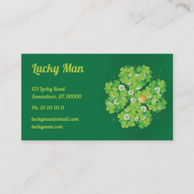 Lucky Man | Gold Clover Business Card (Front)