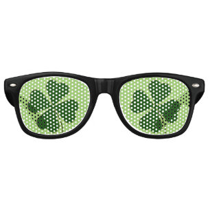 Lucky Man Green Clover Retro Sunglasses