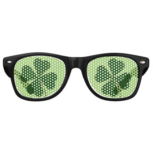 Lucky Man  Green Clover Retro Sunglasses