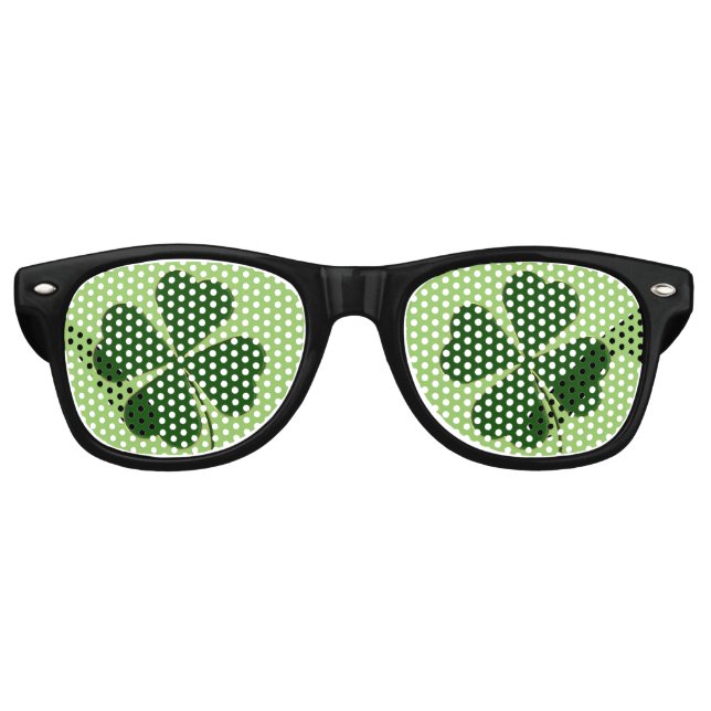 Lucky Man | Green Clover Retro Sunglasses (Front)