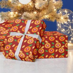 Lucky Mandarin Orange Fortune Chinese New Year Wrapping Paper