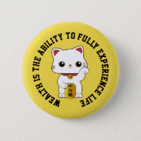 Lucky Maneki-neko Cat Button