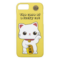 Lucky Maneki-neko Cat custom monogram & message iPhone 8/7 Case