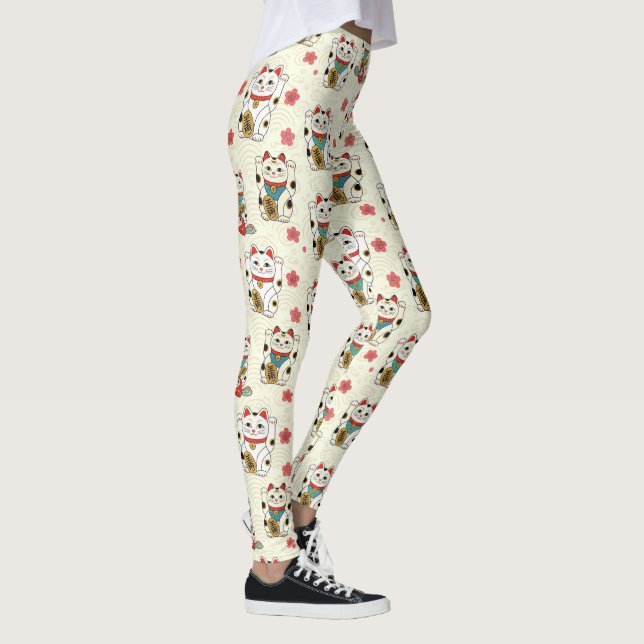 Lucky Maneki Neko Cat Print Leggings (Right)